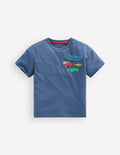 T-Shirt mit Druck auf Vorder- und Rückseite-Vintage Indigo Truck
