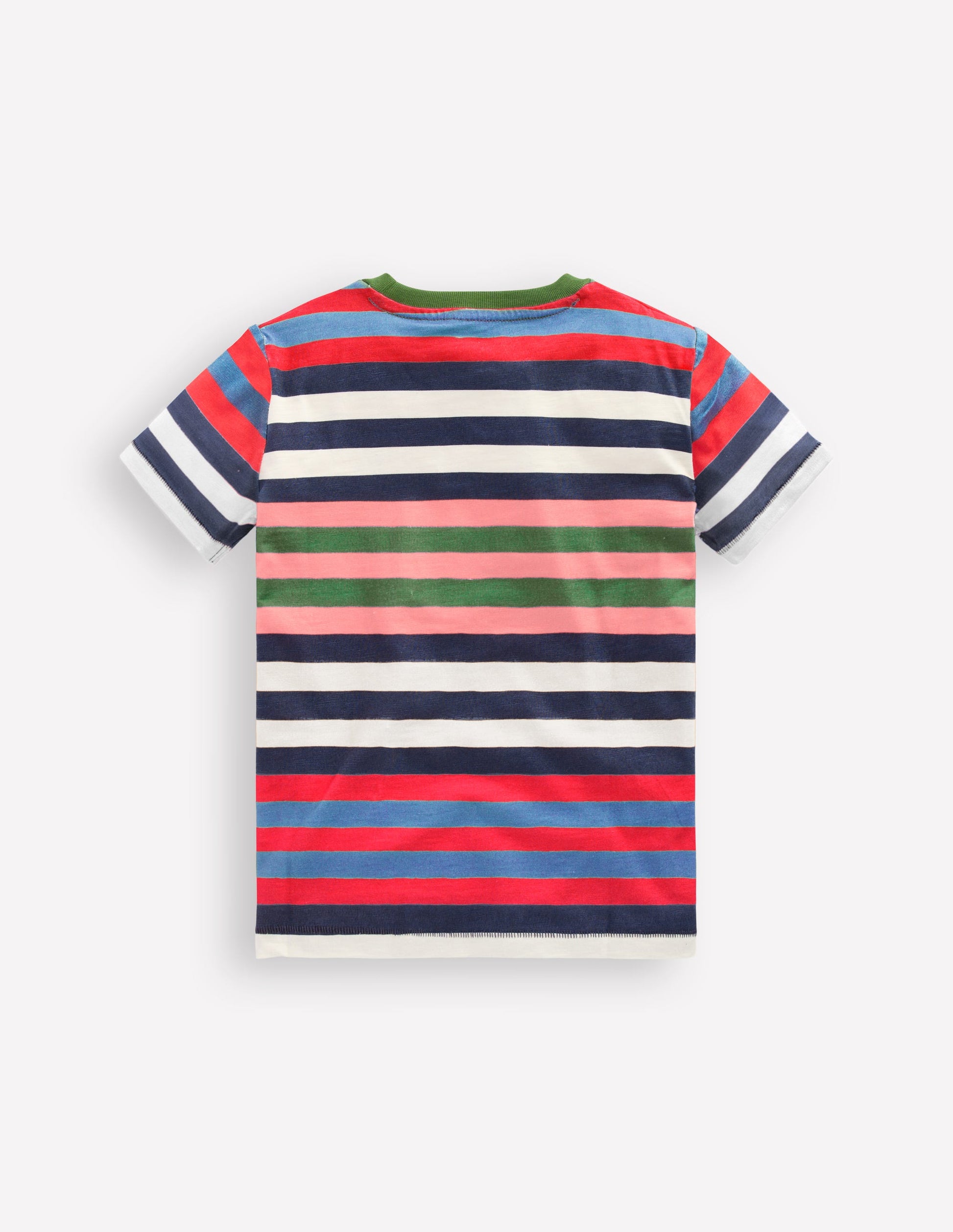 T-Shirt für den Alltag-Marineblau, Rot und Blau Streifen-1