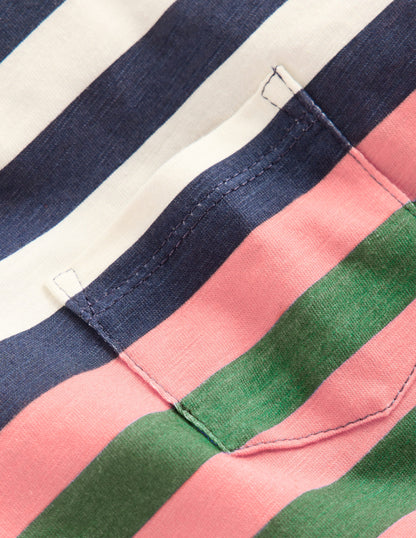 T-Shirt für den Alltag-Marineblau, Rot und Blau Streifen-2