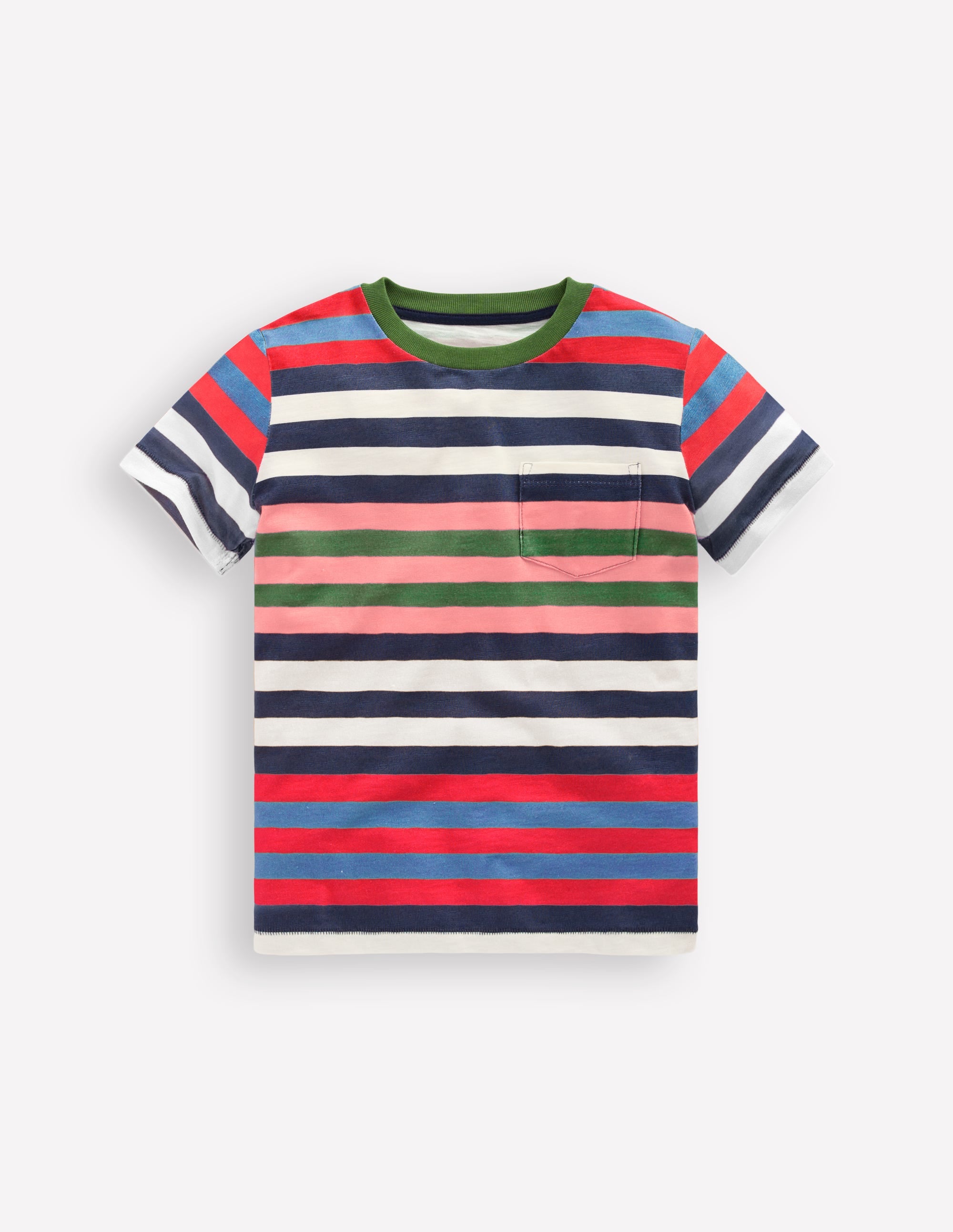 T-Shirt für den Alltag-Marineblau, Rot und Blau Streifen - Image 1