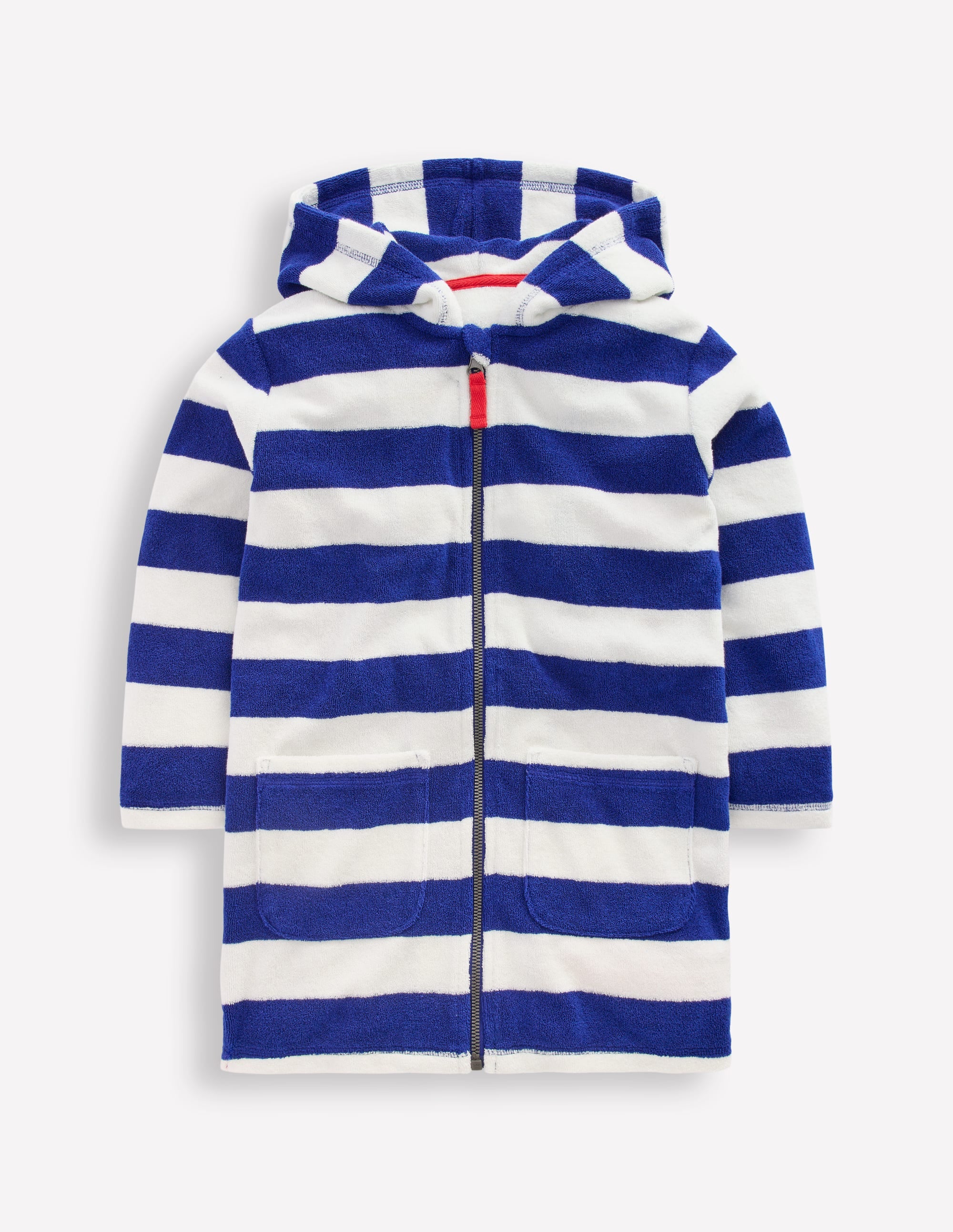 Frottee-Badeponcho mit Reißverschluss-Saphirblau Streifen - Image 1