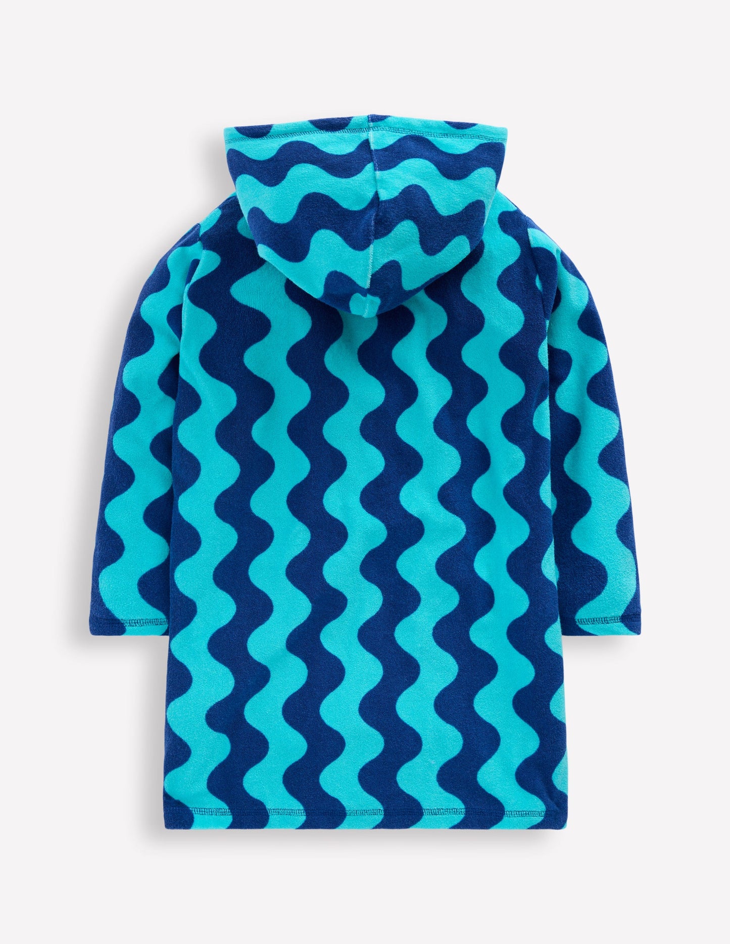 Poncho en éponge à fermeture zippée-Vagues bleu