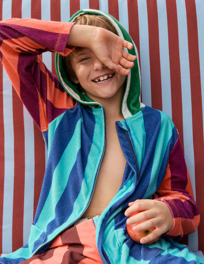Frottee-Badeponcho mit Reißverschluss-Kuddelmuddel Streifen-1