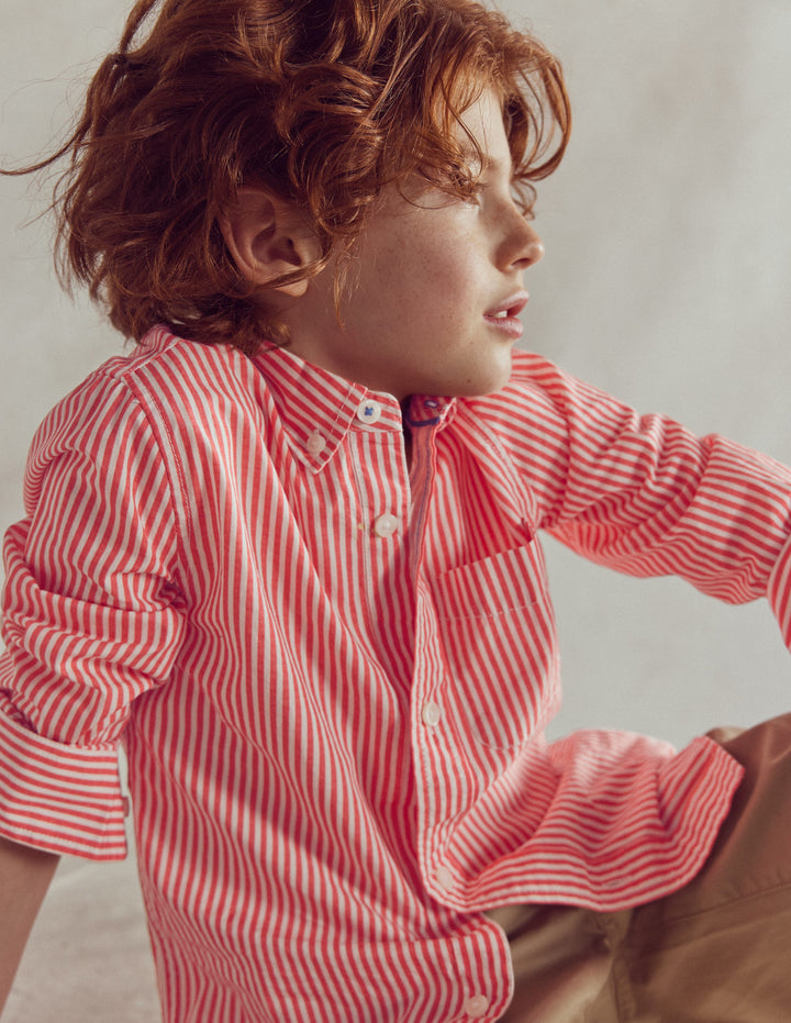 Baumwollhemd-Rot, Feine Streifen