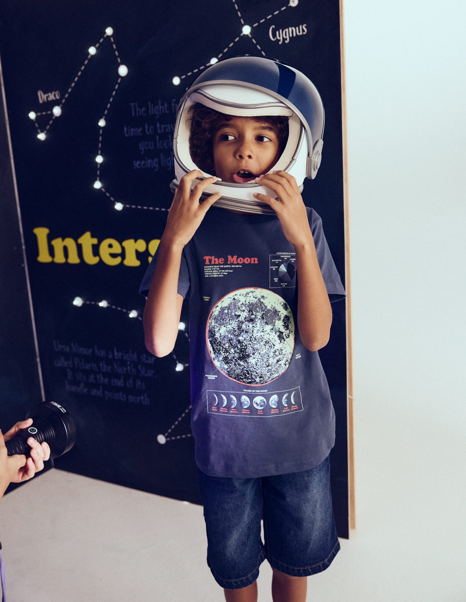 Im Dunkeln leuchtendes T-Shirt-Vintage Indigoblau Meliert Mond-1