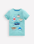 Im Dunkeln leuchtendes T-Shirt-Nilblau Haie