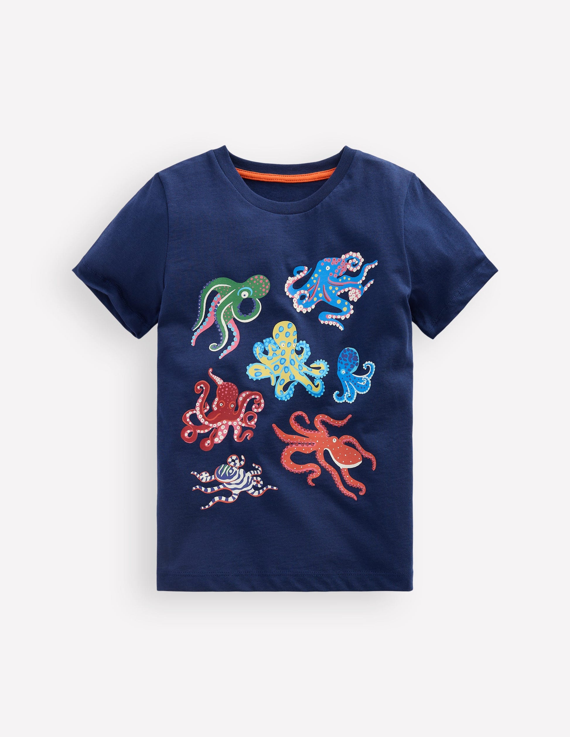 Im Dunkeln leuchtendes T-Shirt-Mittelalterliches Blau Oktopus-1