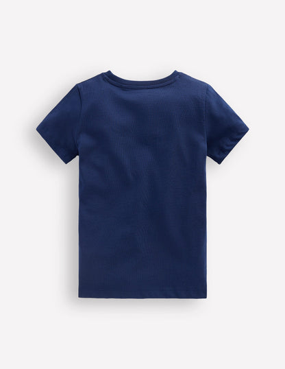 Im Dunkeln leuchtendes T-Shirt-Mittelalterliches Blau Oktopus-2