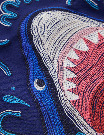 T-shirt phosphorescent à super surpiqûres-Bleu médiéval-3