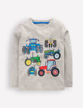 Langarmshirt mit Druck-Grau Meliert, Traktor