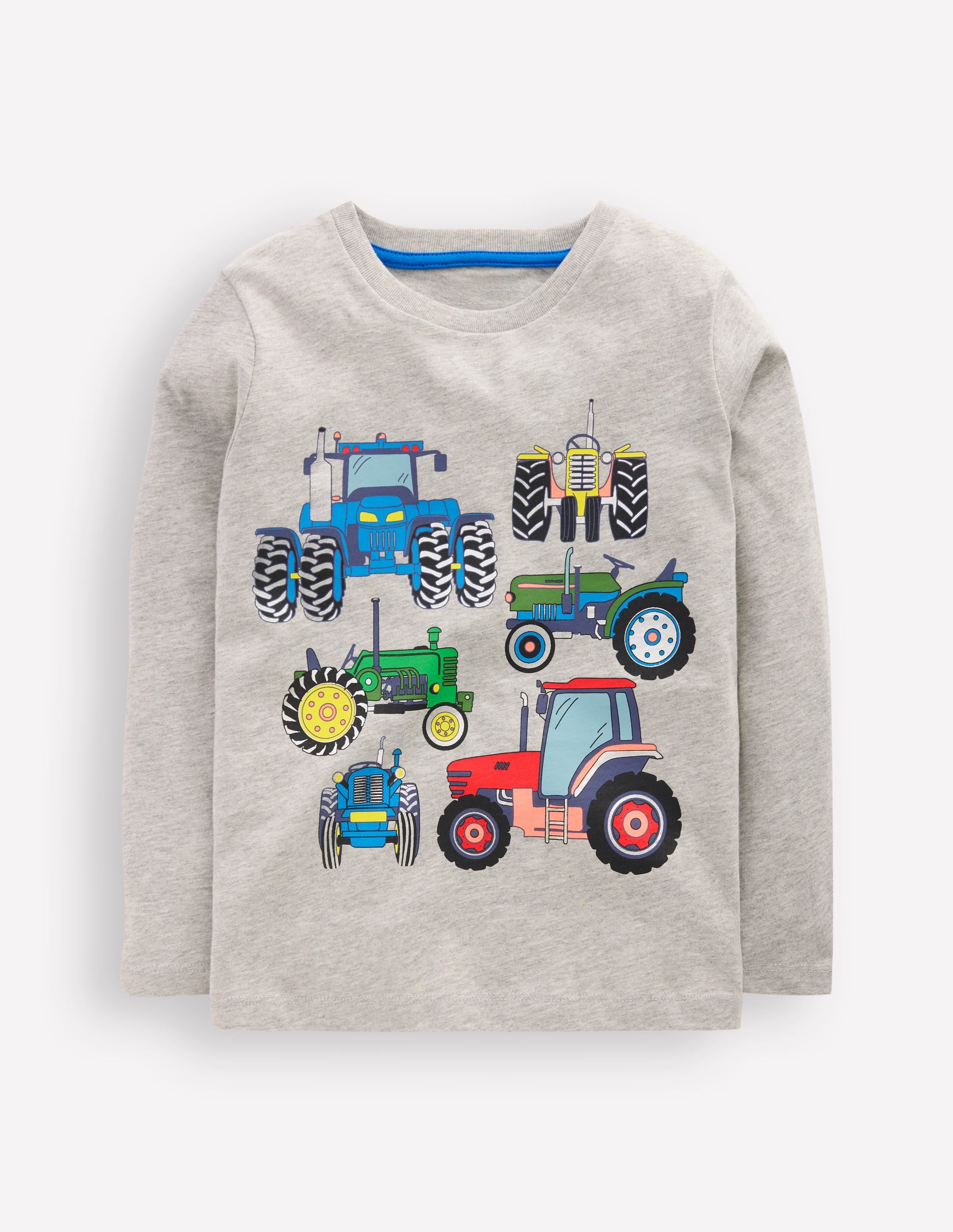 Langarmshirt mit Druck-Grau Meliert, Traktor - Image 1