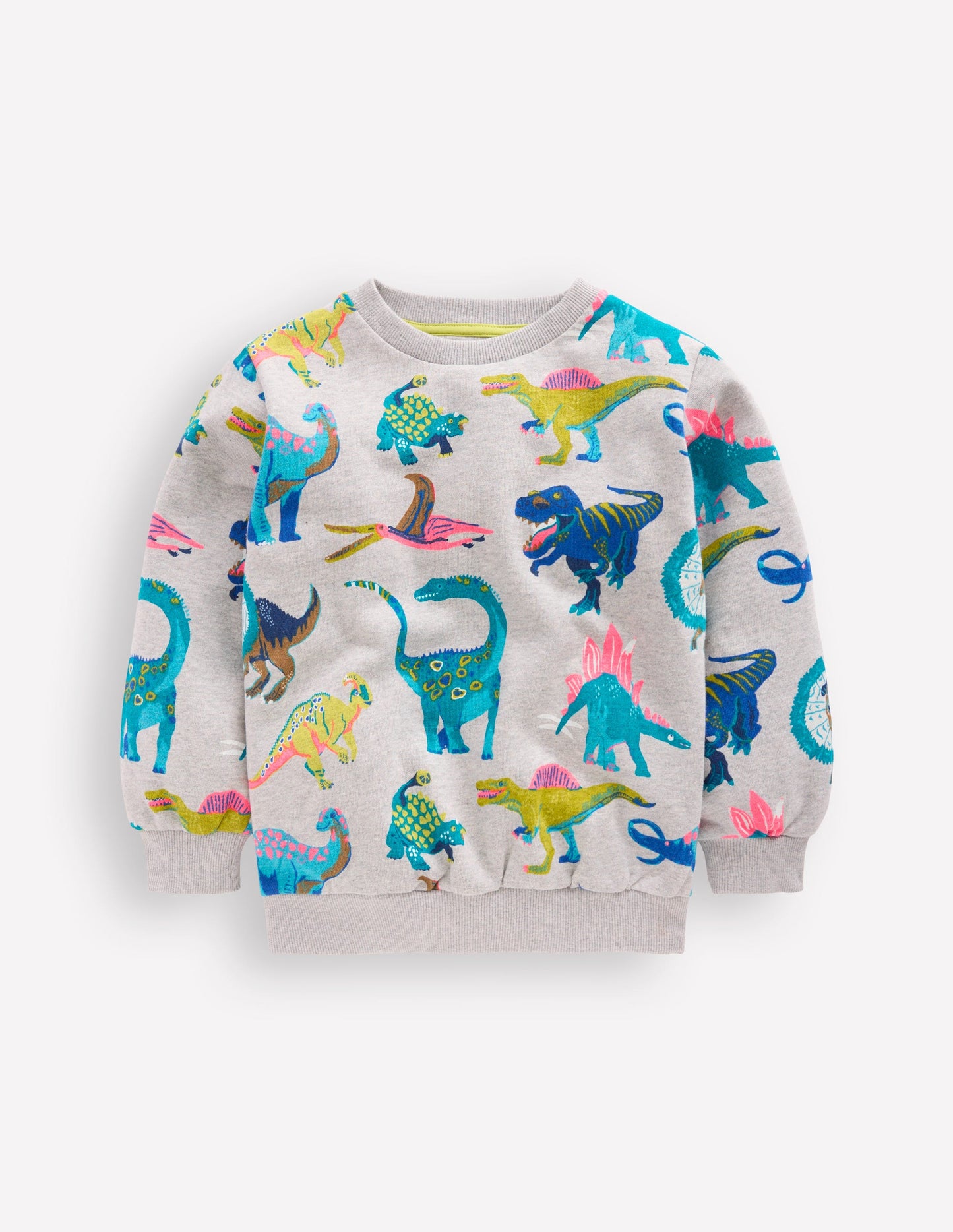 Bedrucktes Sweatshirt für den Alltag-Grau Dinosaurier
