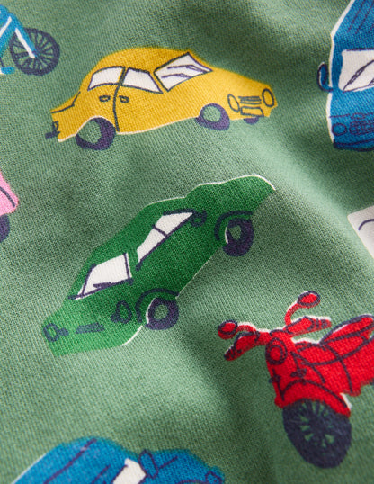 Bedrucktes Sweatshirt für den Alltag-Weidengrün Verkehrsstau-3