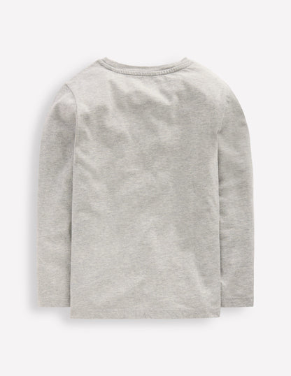 Langärmliges Oberteil mit Applikation-Grau Insekt-2