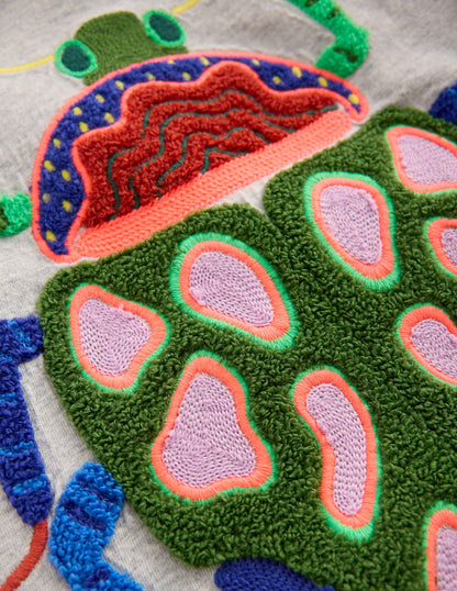 Langärmliges Oberteil mit Applikation-Grau Insekt-3