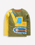 T-shirt à appliqué fun-Pelleteuse vert veinard