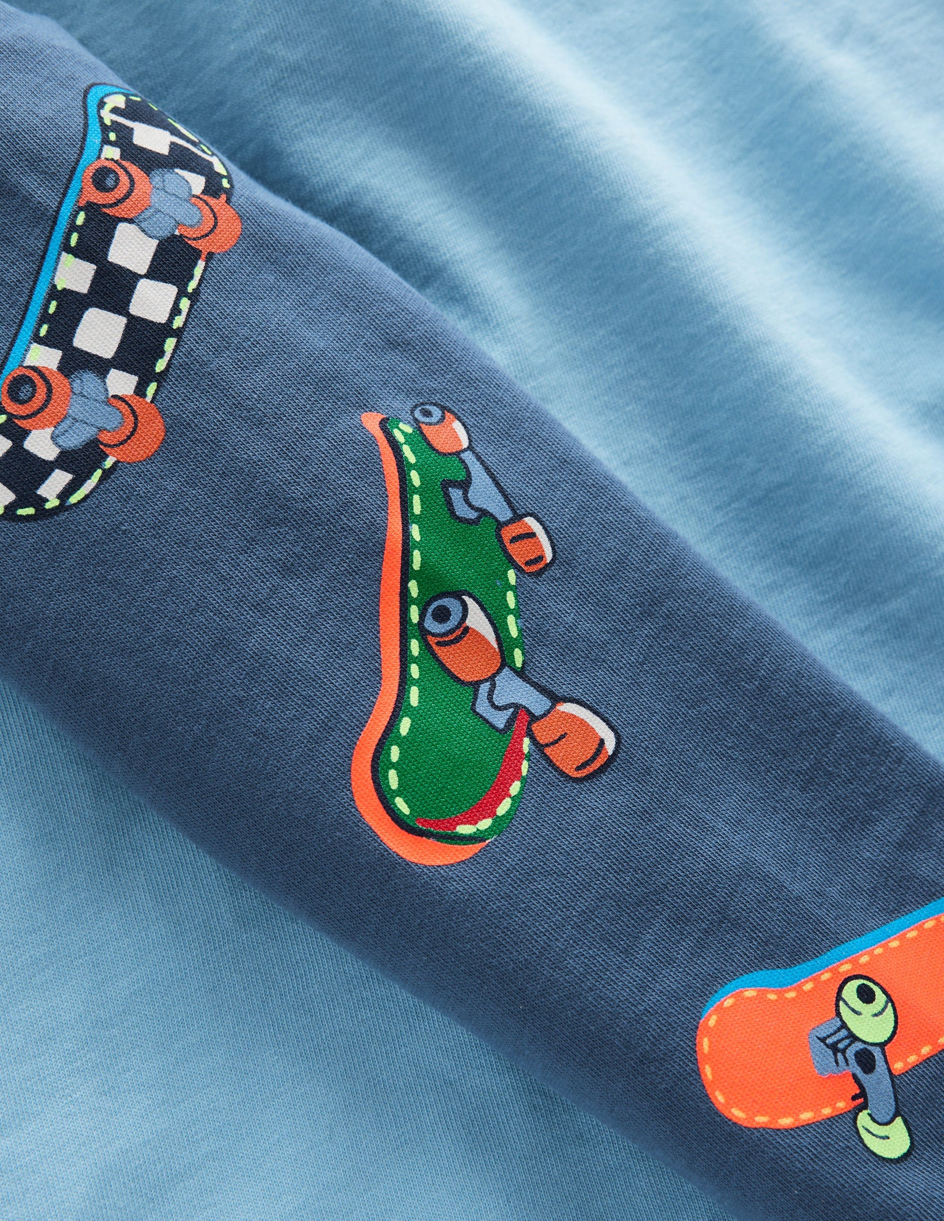 T-shirt à manches raglan imprimées-Skates week-end bleu-5