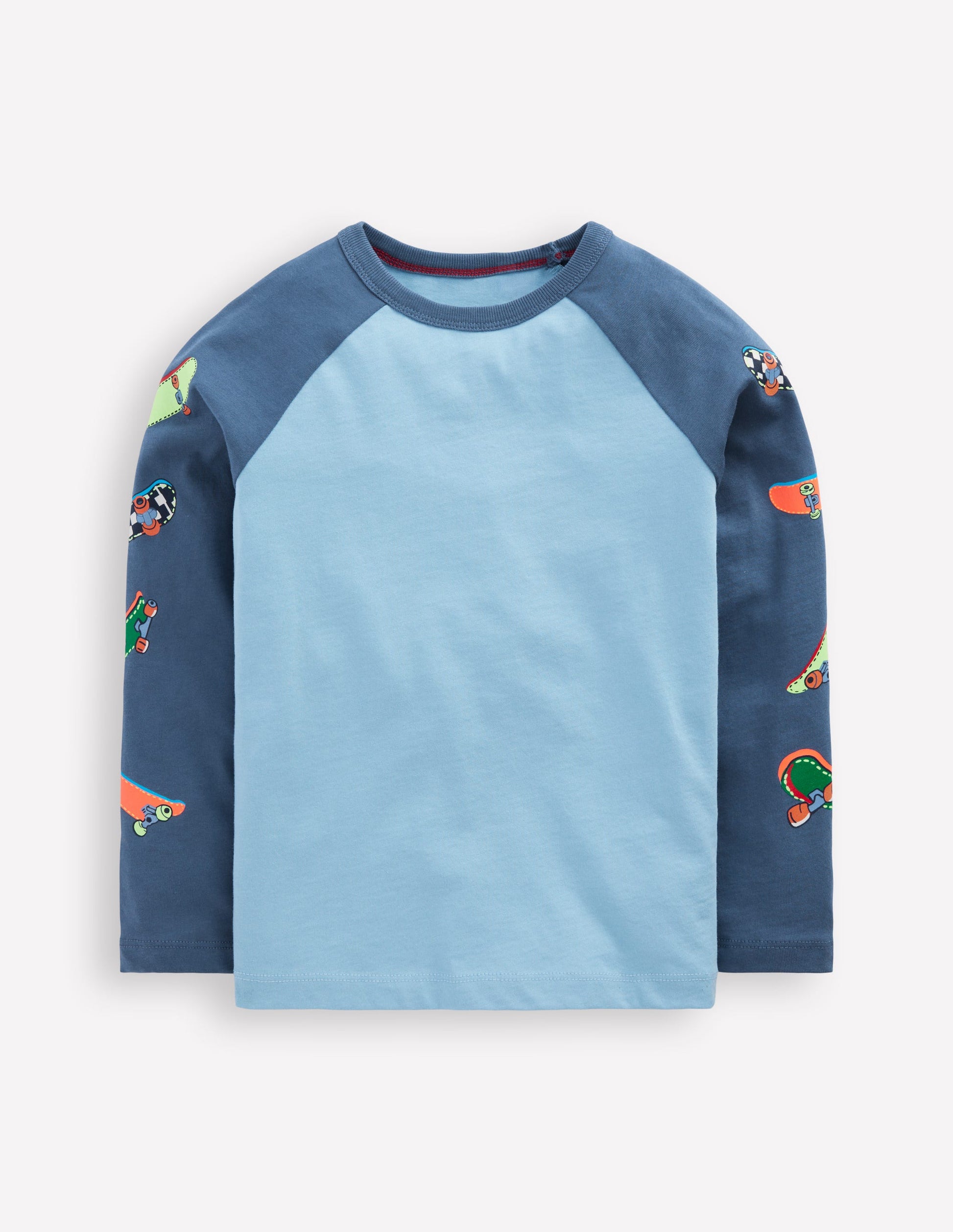 T-shirt à manches raglan imprimées-Skates week-end bleu-3