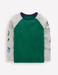 T-shirt à manches raglan imprimées-Imprimé week-end vert