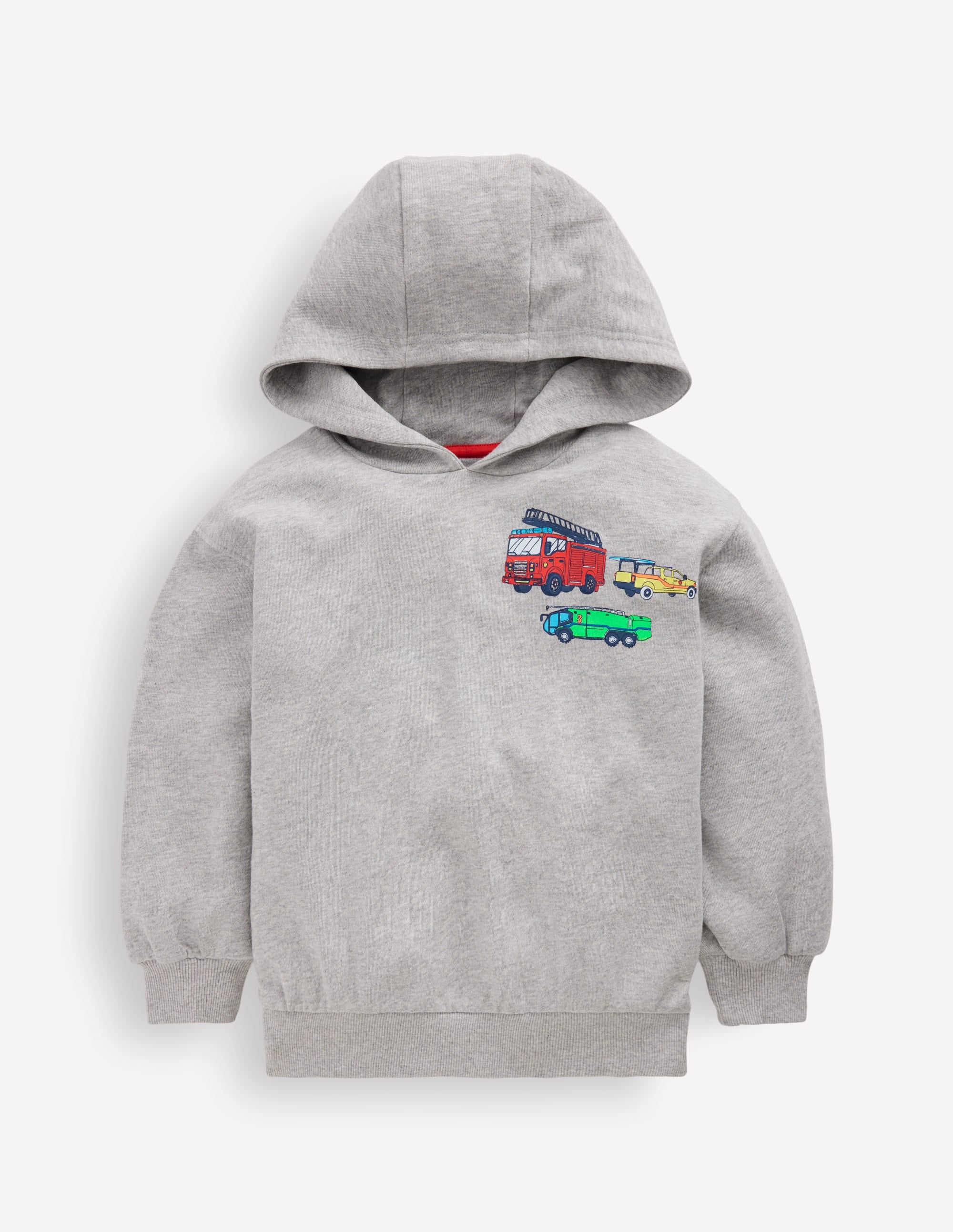 Sweat à capuche motif avant et arrière-Camion de pompiers gris chiné - Image 1