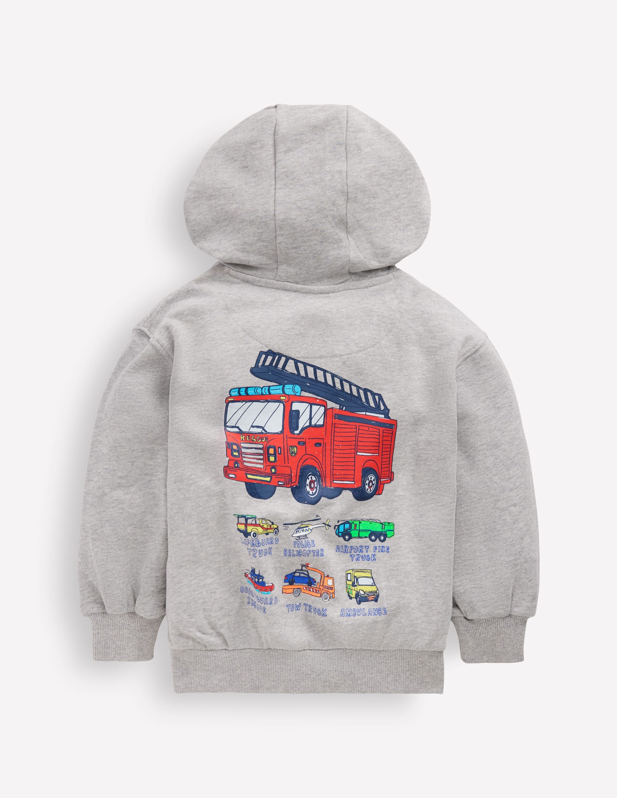 Sweat à capuche motif avant et arrière-Camion de pompiers gris chiné - Image 2
