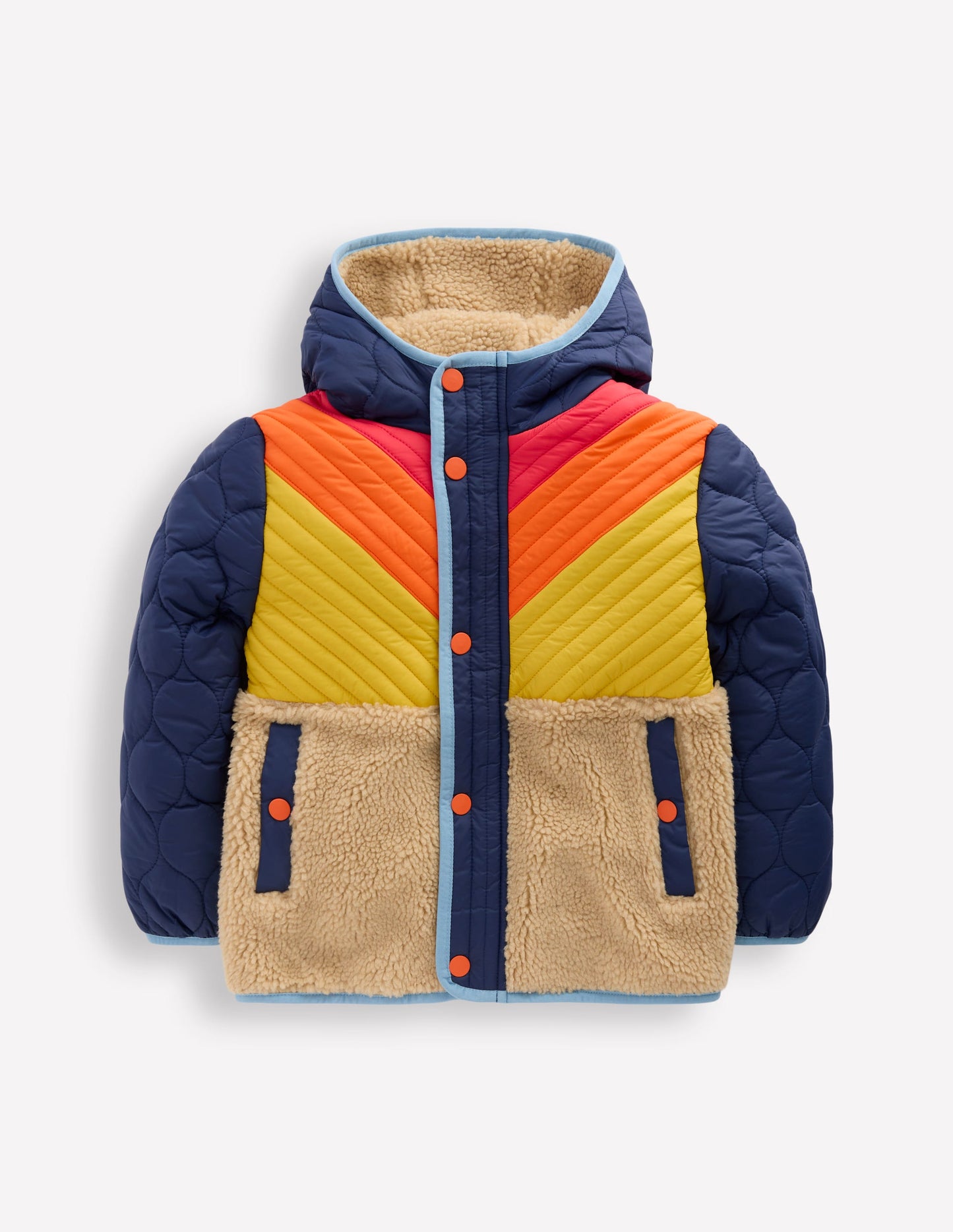 Teddyfell-Jacke mit Chevronmuster-Orange, Bunt