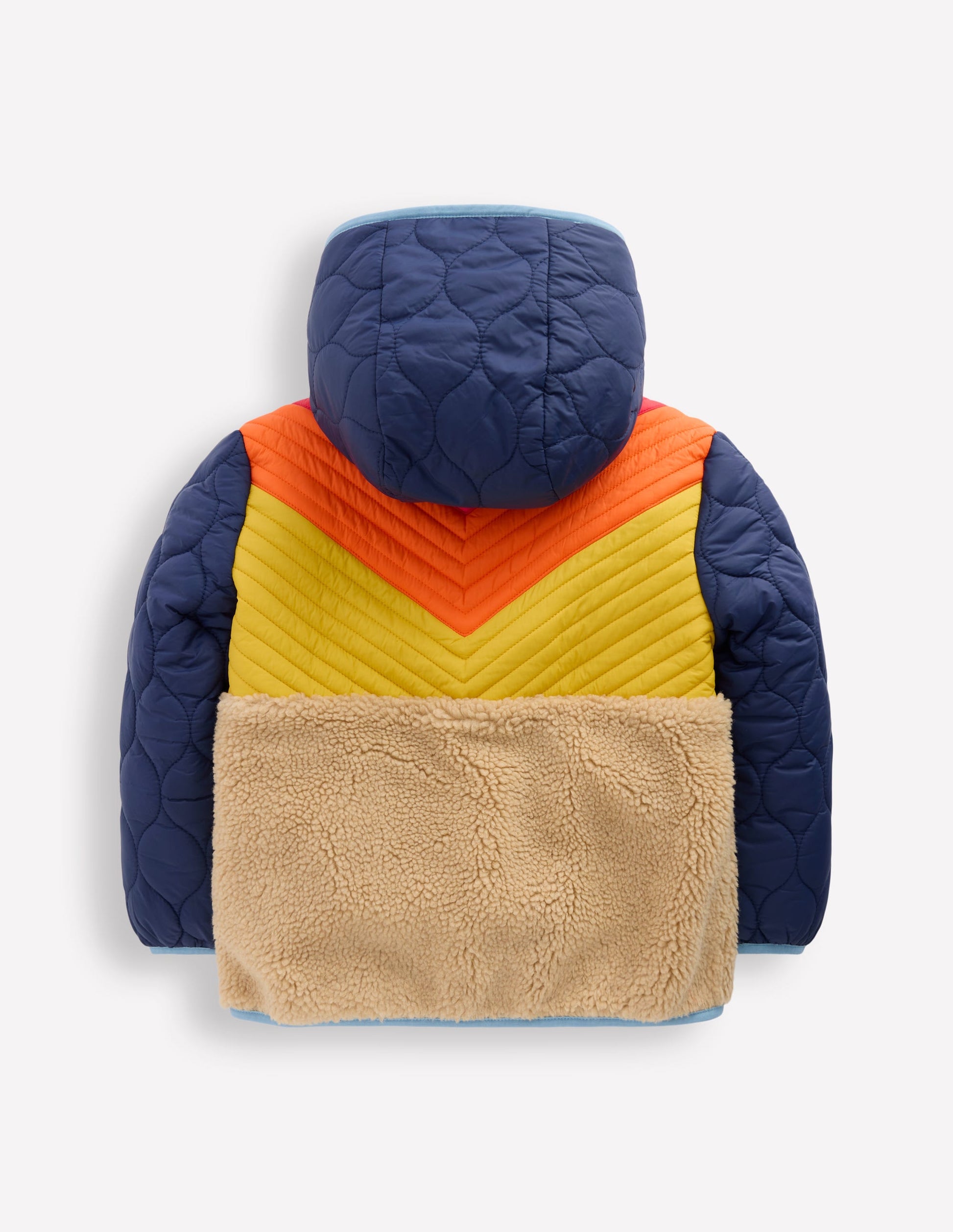 Teddyfell-Jacke mit Chevronmuster-Orange, Bunt-8