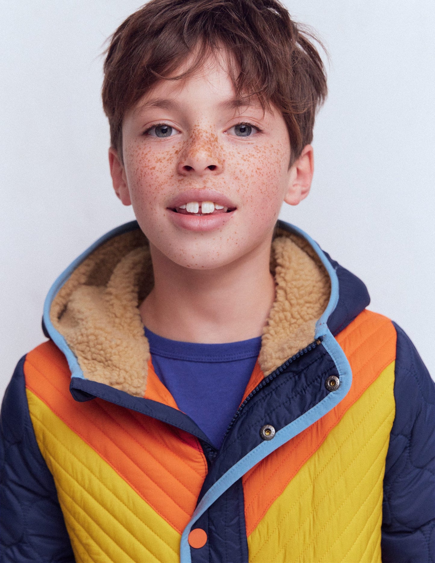 Teddyfell-Jacke mit Chevronmuster-Orange, Bunt