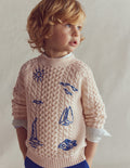 Cable Embroidered Jumper-Warm Ivory