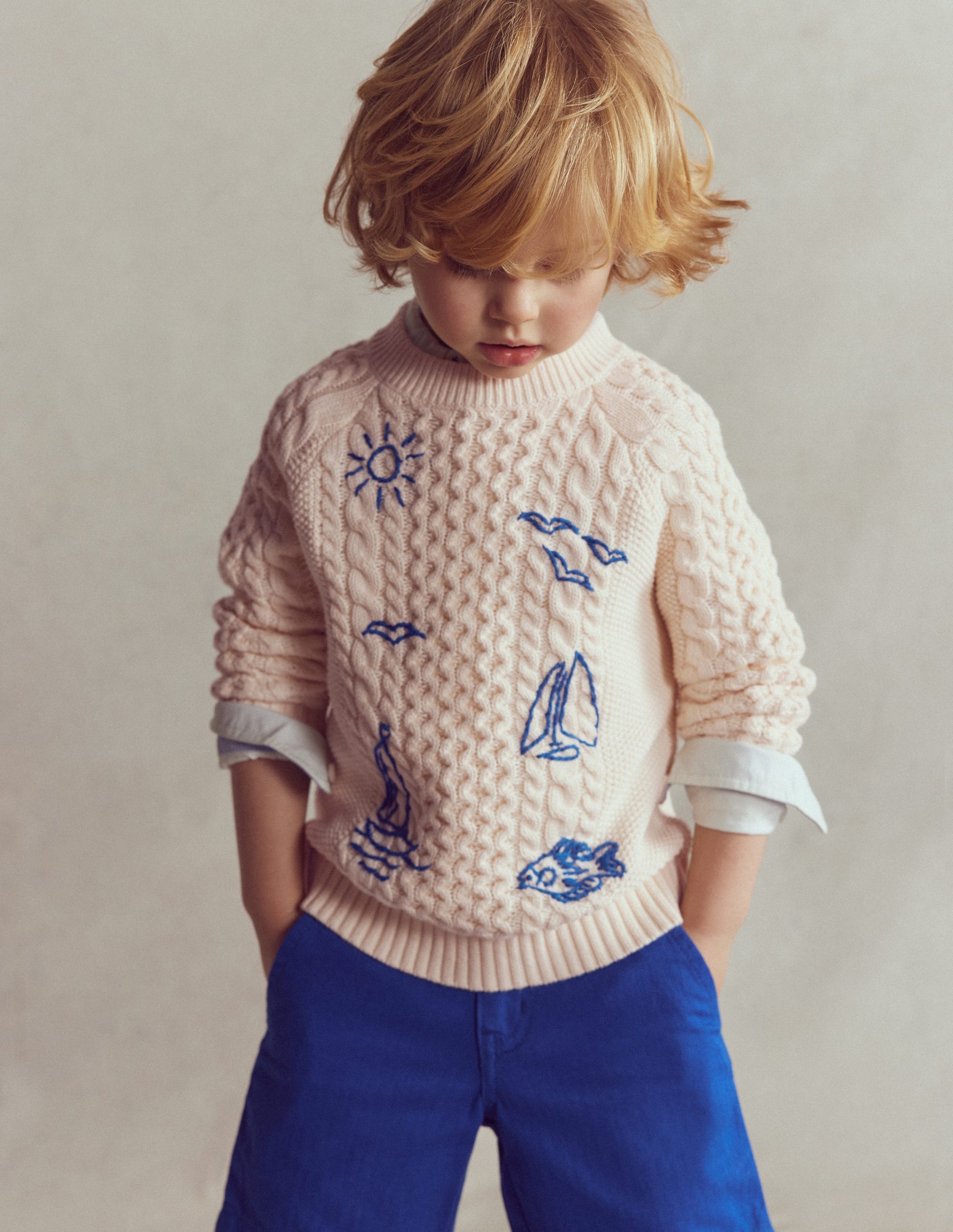 Cable Embroidered Jumper-Warm Ivory-4