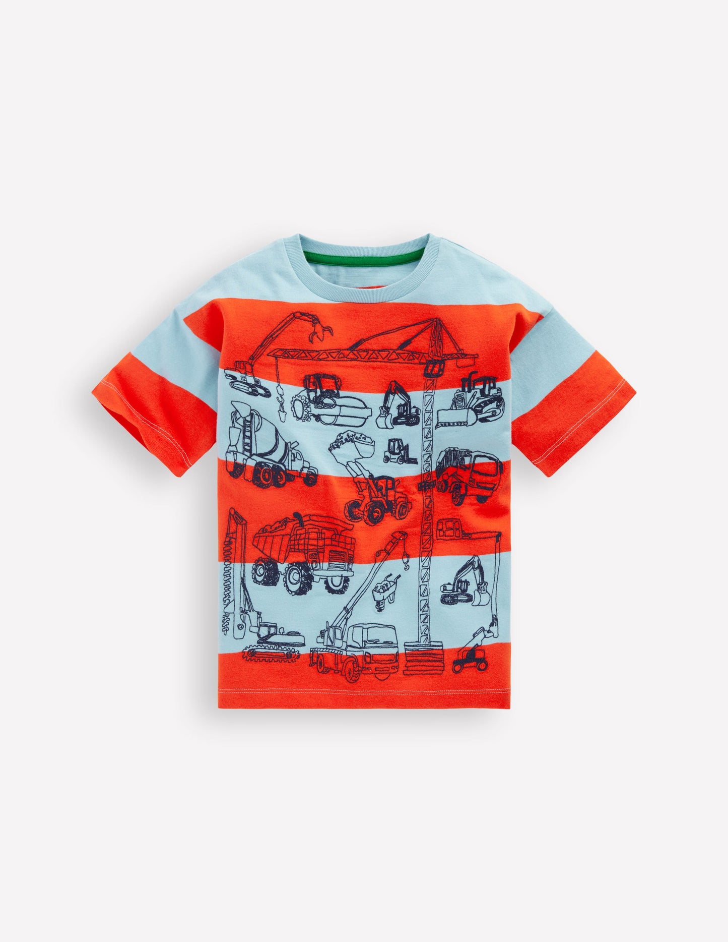 Lockeres T-Shirt mit Stickerei-Baufahrzeuge