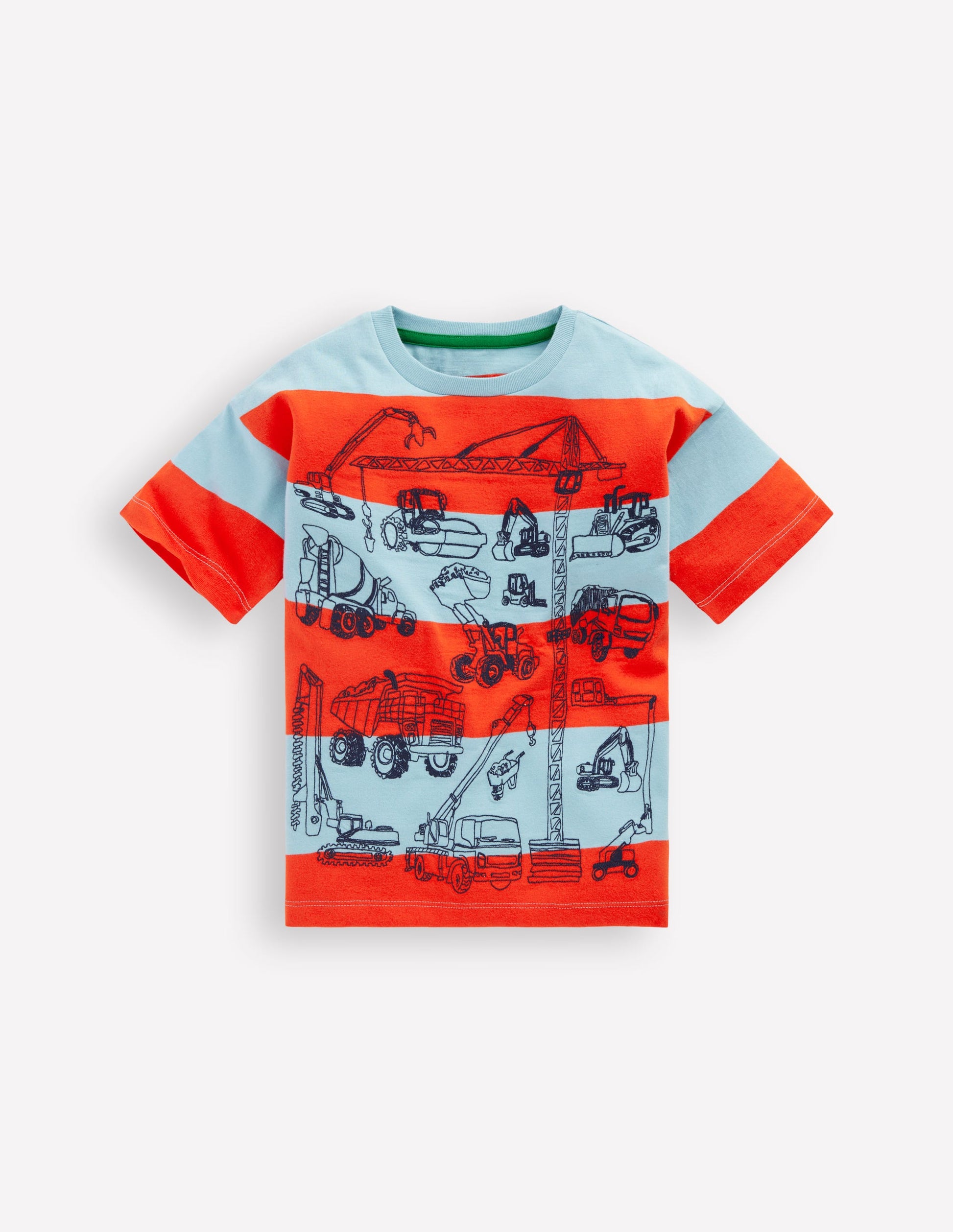 Lockeres T-Shirt mit Stickerei-Baufahrzeuge-1