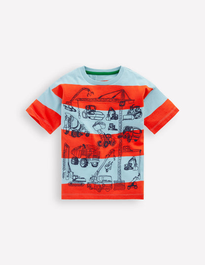 Lockeres T-Shirt mit Stickerei-Baufahrzeuge-1