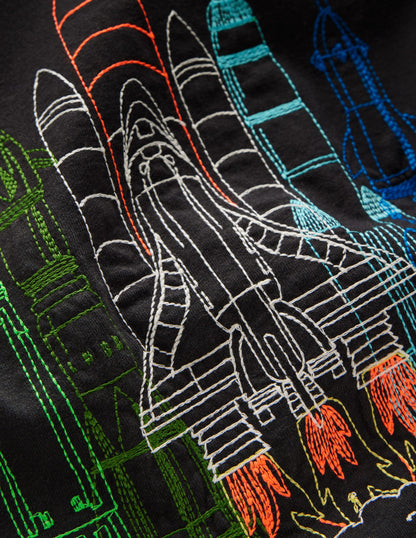 T-shirt à surpiqûres linéaires-Fusée gris ombre-3