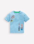 Kurzärmliges T-Shirt mit Aufnäher-GLETSCHERSEE Weltall