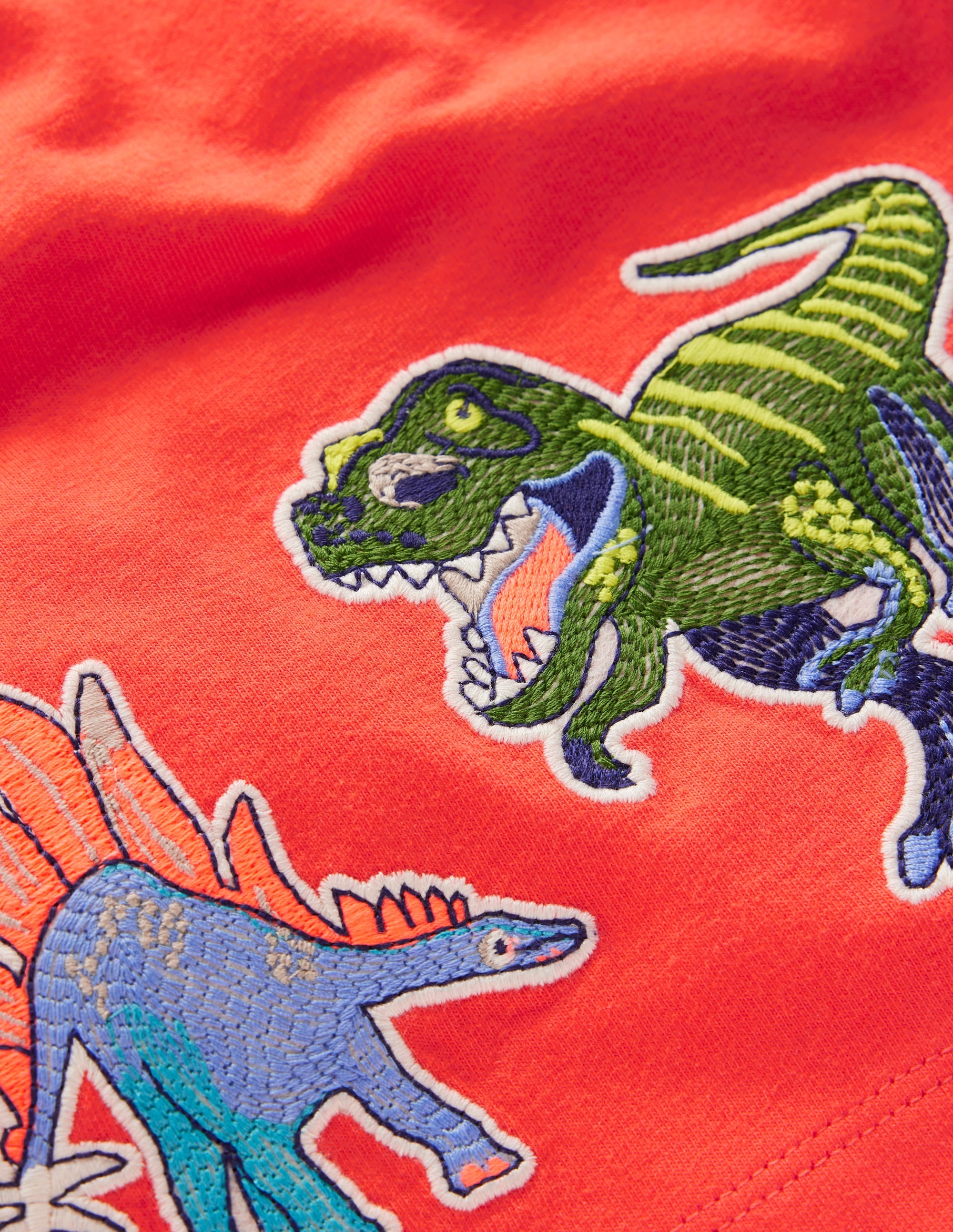 T-shirt à manches courtes et écussons-Dinosaures orange corail - Image 3