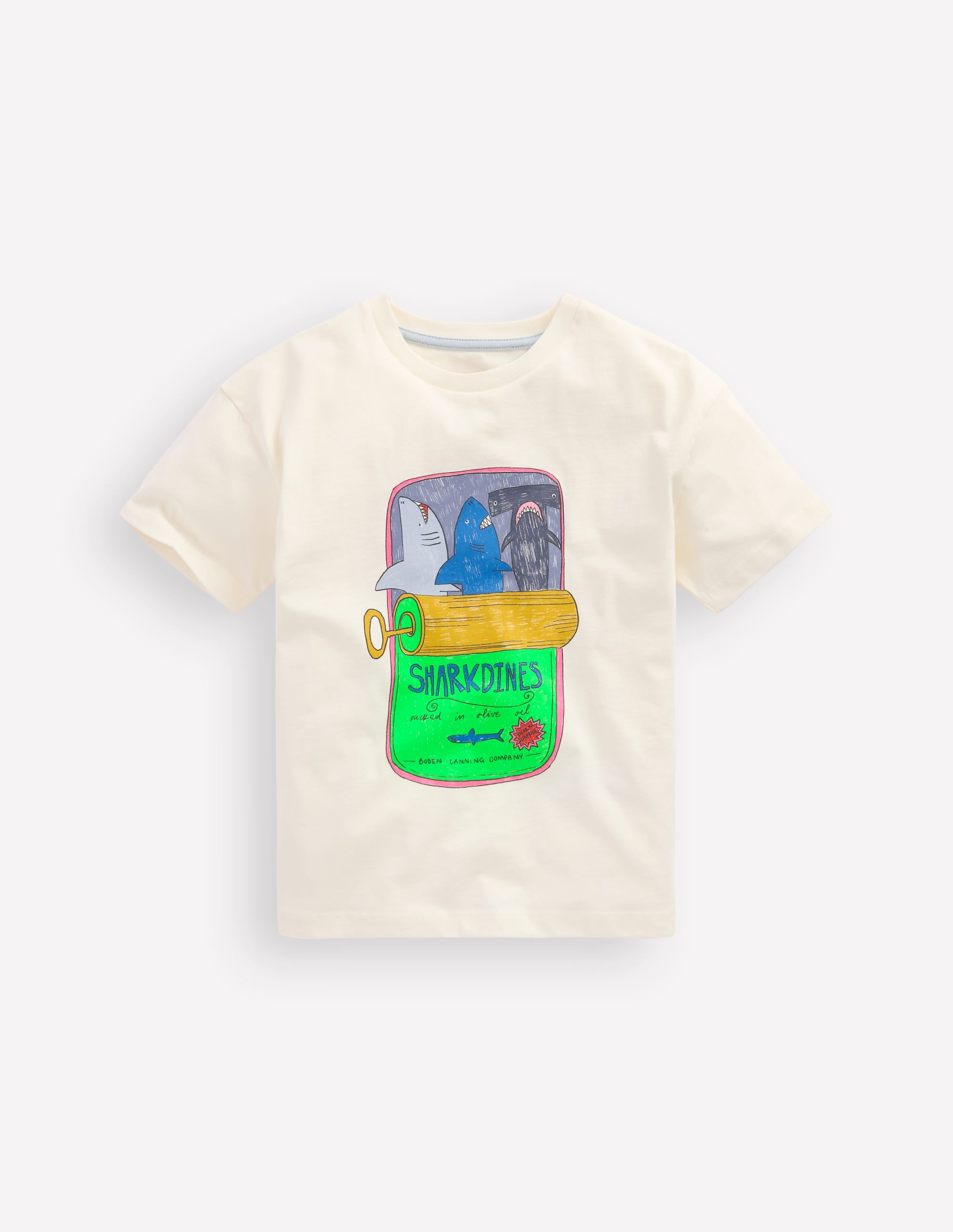 T-shirt graphique décontracté-Motif Sardine Can parchemin - Image 1