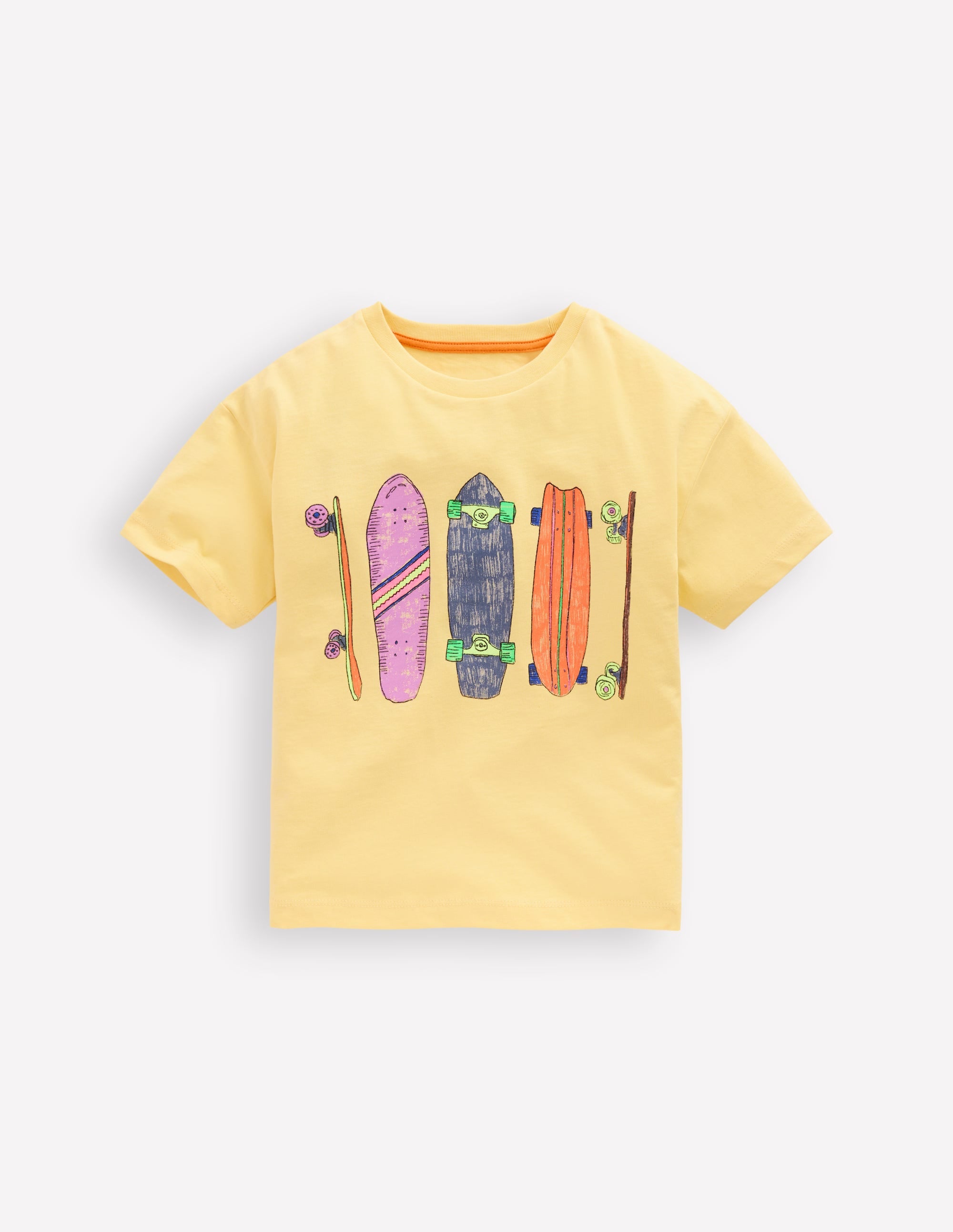 Lockeres T-Shirt mit Grafik-Verwaschenes Gelb Skateboards - Image 1