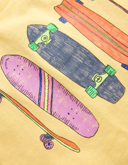 Washed Graphic T-shirt-Washed Yellow Skateboards-3
