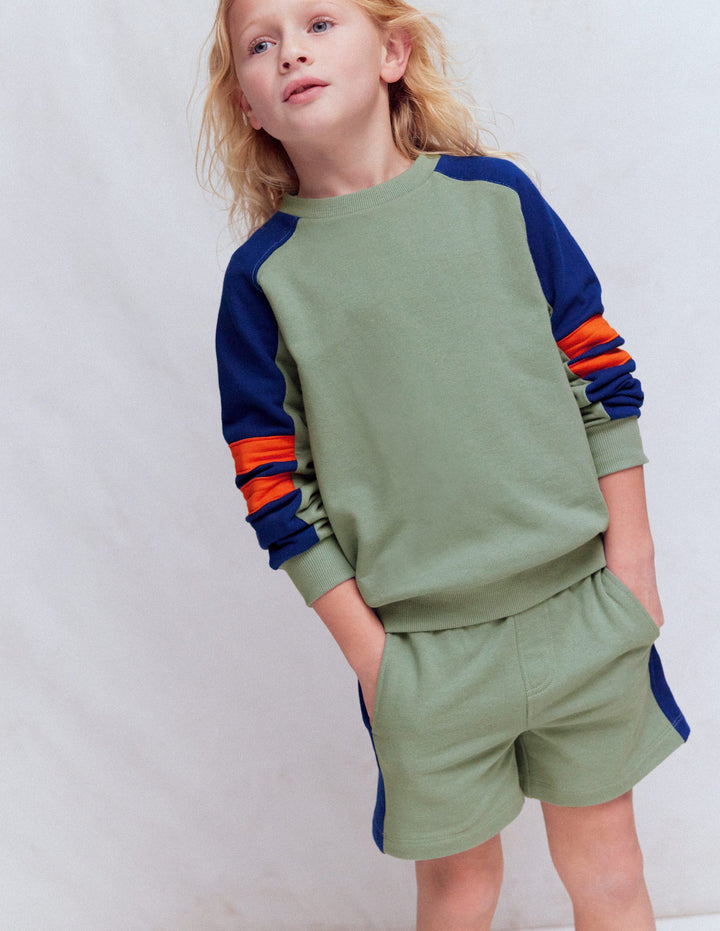 Sweatshirt mit Ärmeln in Blockfarben-CHINA-GRÜN BLOCKFARBEN