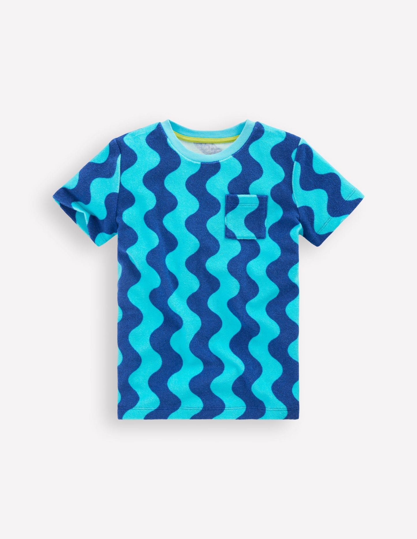 T-Shirt aus Frottee-Blau Wellen