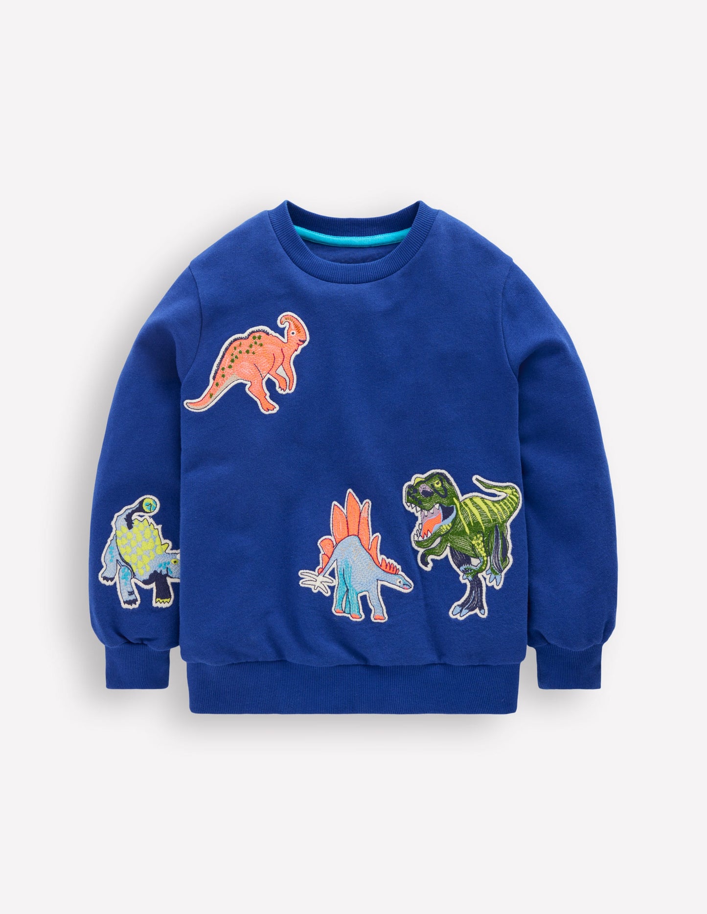 Sweat à écussons-Dinos bleu saphir