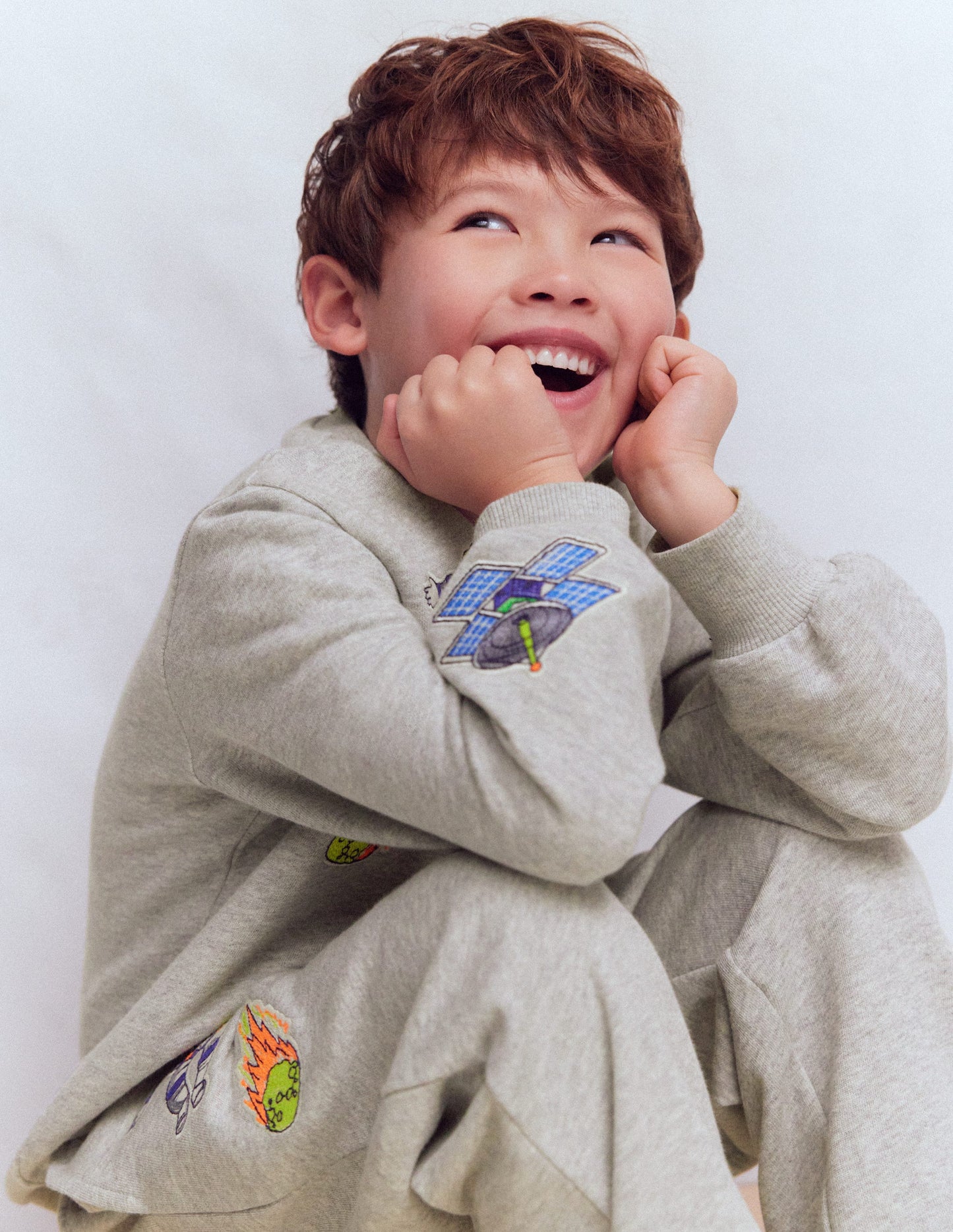 Sweat à écussons-Gris chiné