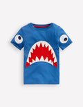 T-shirt à manches courtes et appliqué fun-Requin geai bleu