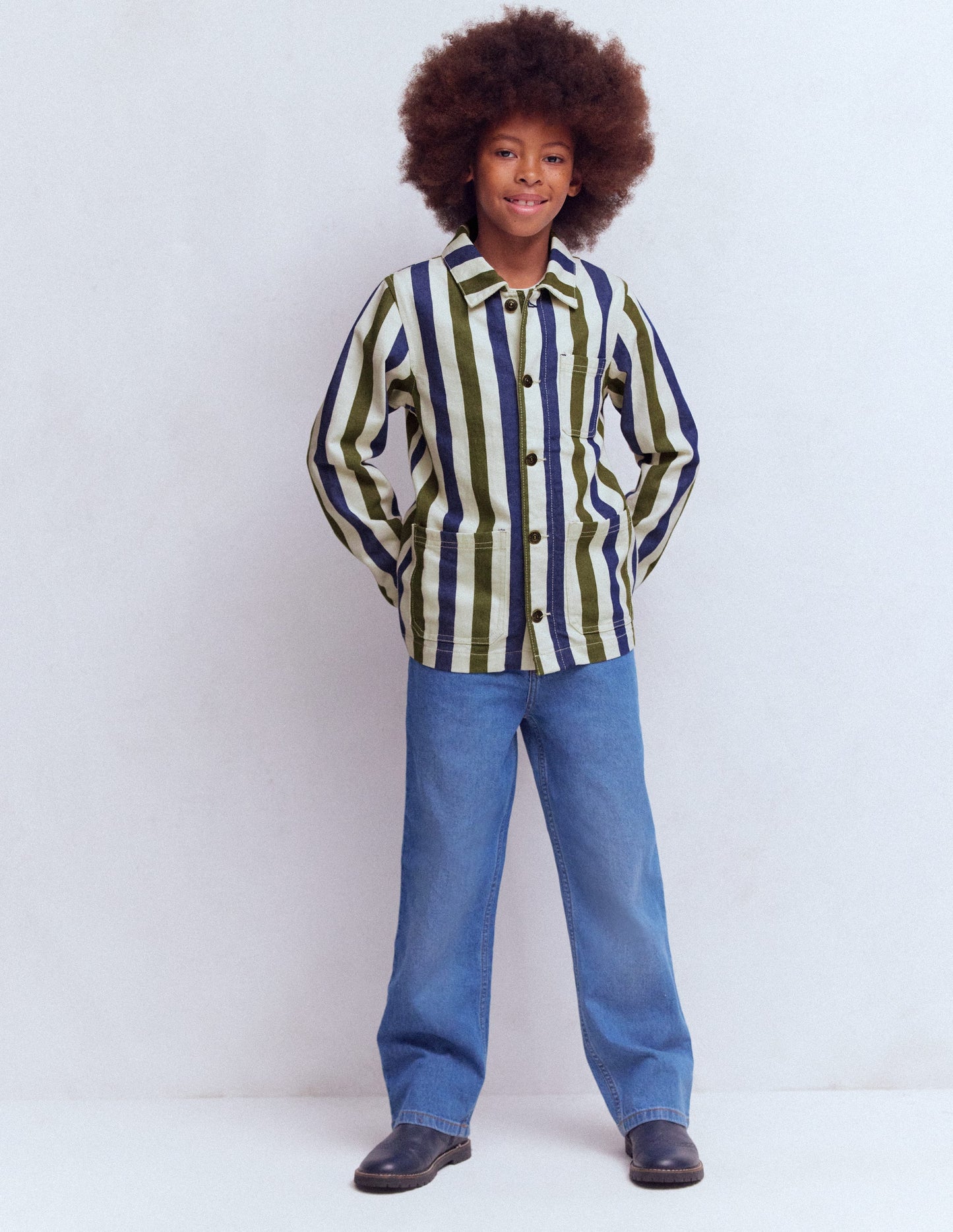 Arbeitsjacke aus Canvas-Blau und Grün Streifen