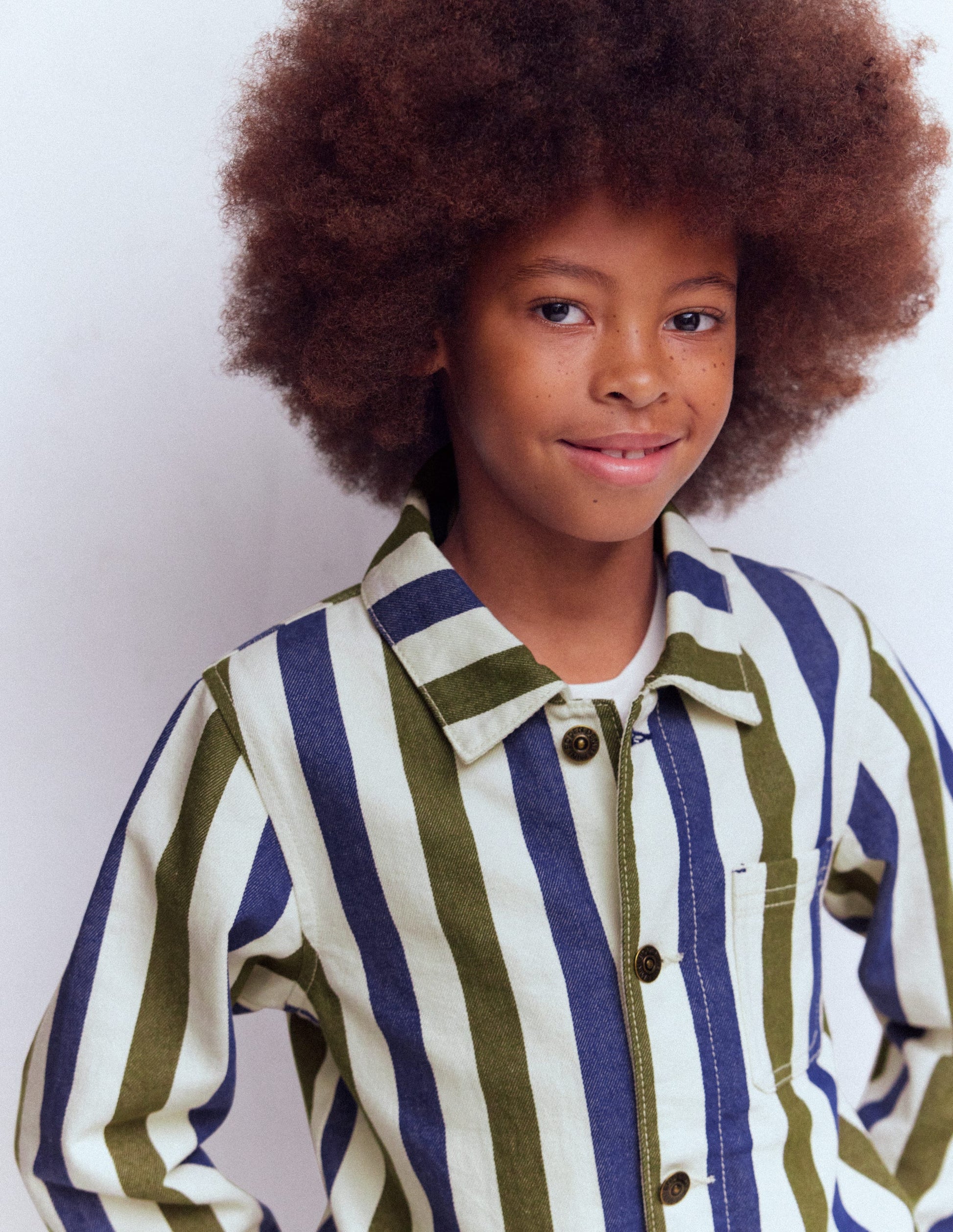 Arbeitsjacke aus Canvas-Blau und Grün Streifen-4