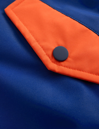 Anorak mit Teddyfutter für Jungen-Orange Blockfarben-6