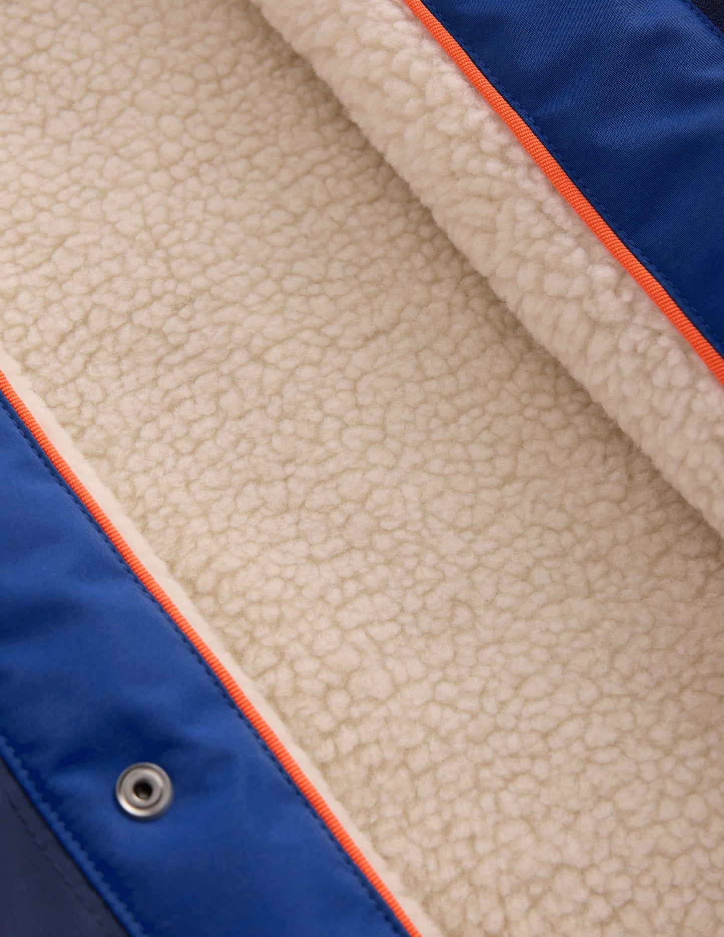 Anorak mit Teddyfutter für Jungen-Orange Blockfarben