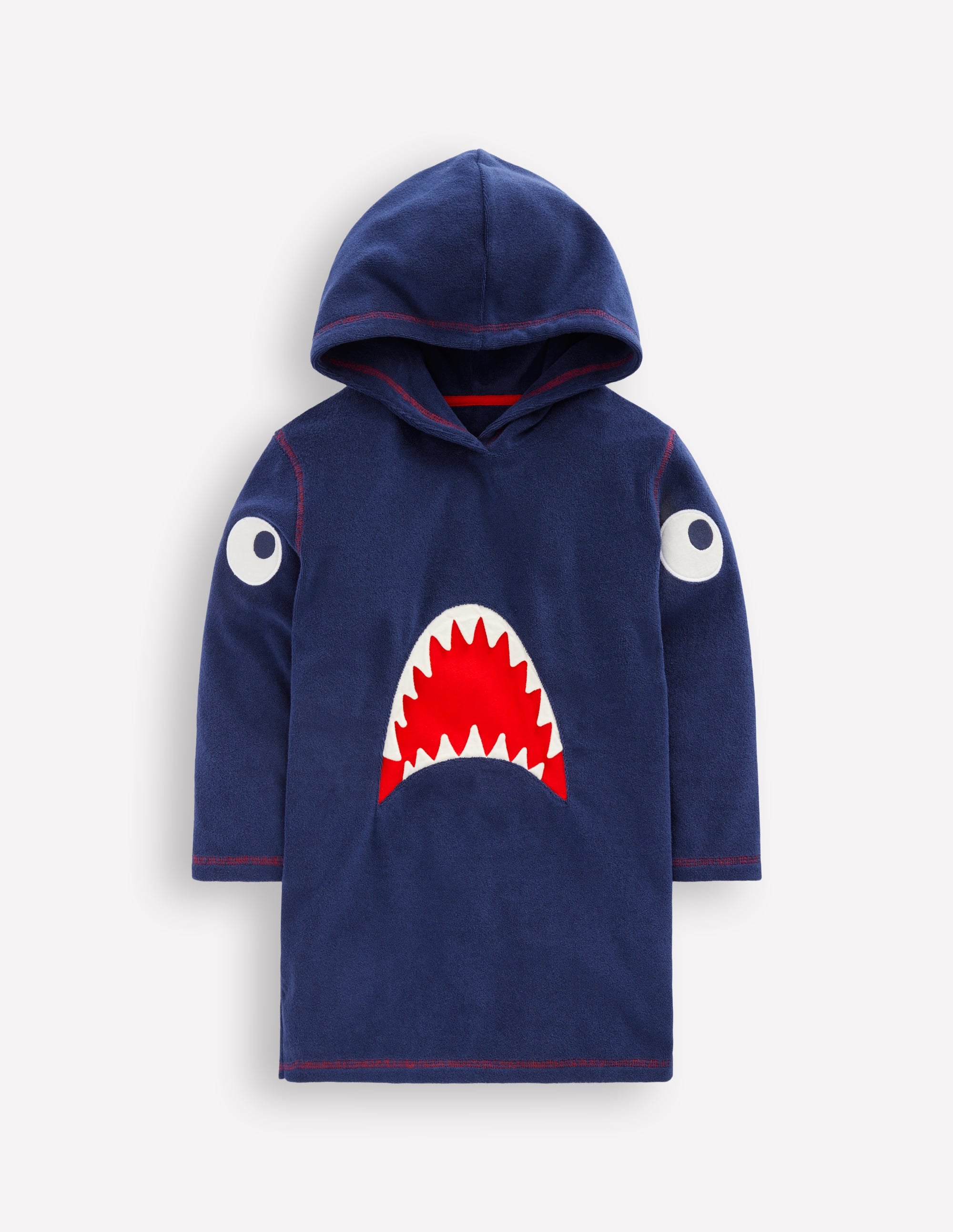 Frottee-Badeponcho mit Applikation-Navy, Hai - Image 1