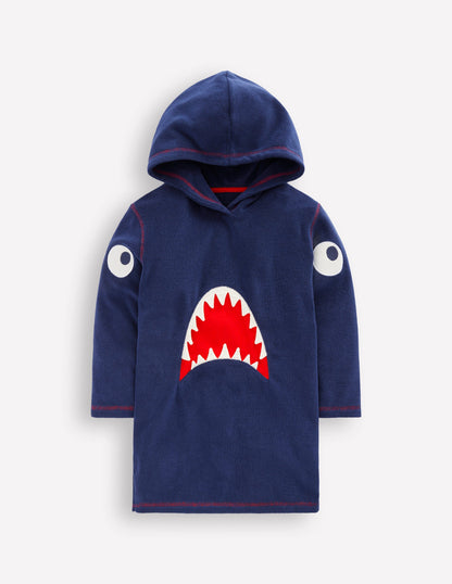 Poncho en éponge à appliqué-Bleu Marine Requins-1